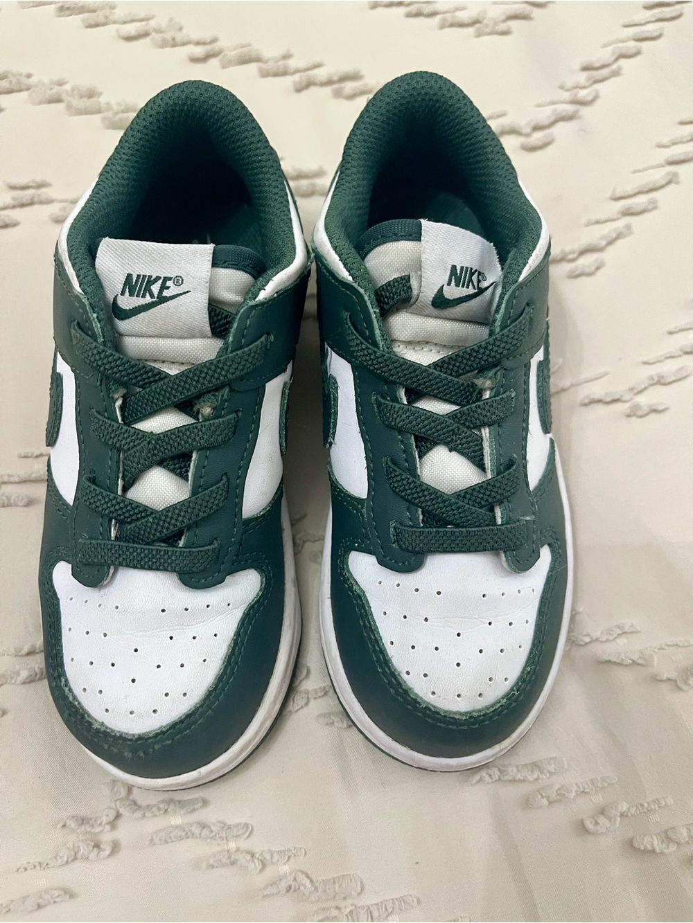 Nike Dunk Low Kids Sneakers | Green & White | Toddler Size 10C
